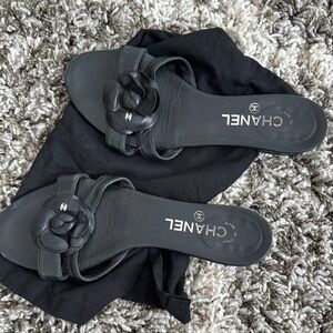 Chanel Black Slide Sandals
